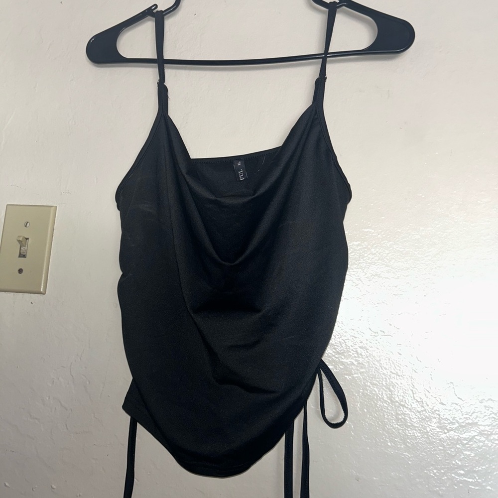 Zaful Black Draped Camisole Top